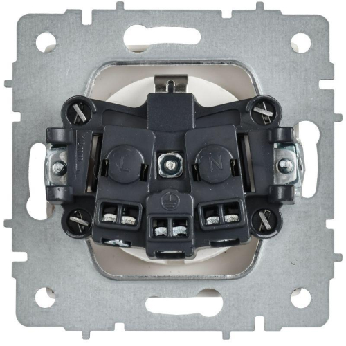 Розетка BRITE РС11-1-0-БрАБ 16А с заземл. без защ. шторок механизм арктич. бел. IEK BR-R11-16-K91