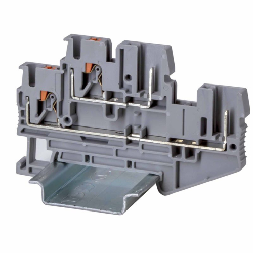 Клемма двухуровневая проходная под вставной штекер зажим push-in; 4 точки подключения; 2.5кв.мм сер. DKC VPRTT-2.5-2P