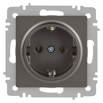 Розетка Accent 6-202-09 2P+E Schuko 16А-250В IP20 СУ титан Intro Б0063701