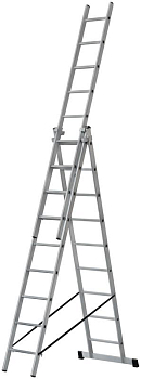 Лестница трехсекционная 3х9 H=257/426/591см 11.18кг алюм. FIT 65434