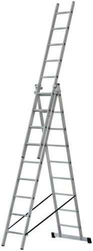 Лестница трехсекционная 3х9 H=257/426/591см 11.18кг алюм. FIT 65434