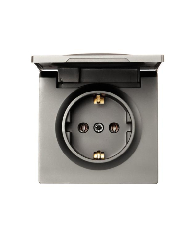 Розетка 1-м ОП LETO с заземл. с крышкой LETO ПБТ платина LEZARD 752-3500-123B