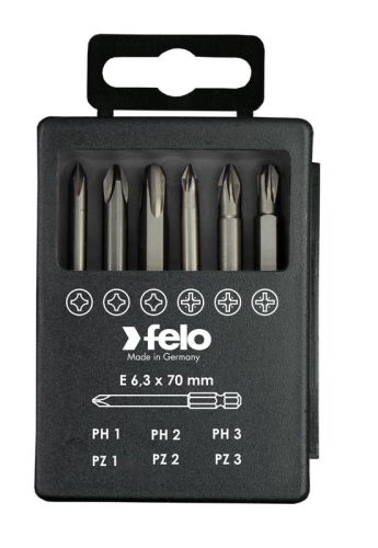 Набор бит PZ/PH Industrial 70мм в кейсе 6 бит FELO 03291716
