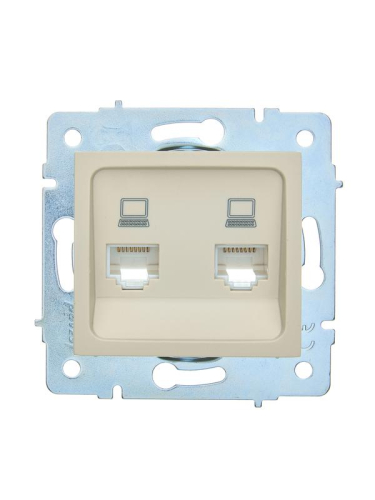 Розетка компьютерная 2-м СП ASTI IP20 RJ45 механизм крем. LEZARD 7081-0388-141