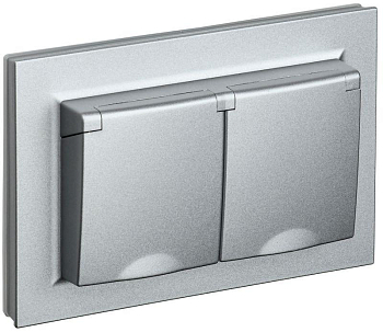 Розетка 2-м СП BRITE РСбш12-3-44-БрА 16А в сборе IP44 с крышкой алюм. IEK BR-R26-16-44-K47-F