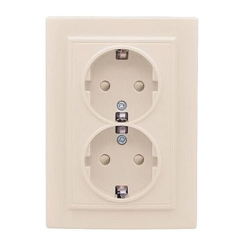 Розетка 2-м СП Минск 16А IP20 с заземл. защ. шторки беж. EKF ERR16-128-200