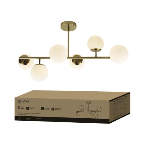 Светильник AURORA LUNA-6G9-LT 6xG9 потолочн. под лампу; плафоны матов./корпус латунный IN HOME 4690612062754