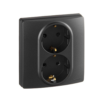 Розетка Inspiria 16А 250В 2х2p+E защ. шторки безвинт. зажимы антрацит IEK 673758