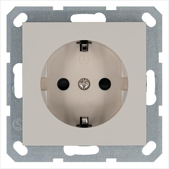 Розетка 1-м Shuko 16А IP20 с заземл. защ. шторки механизм тауп Jasmart G5501T