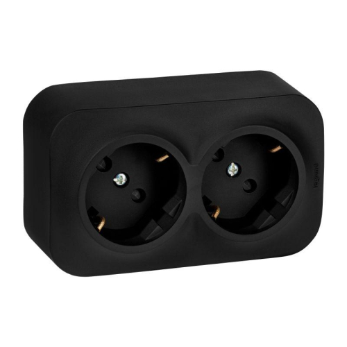 Розетка 2-м ОП Quteo 16А IP20 250В 2х2P+E с заземл. защ. шторки черн. матов. IEK 782475
