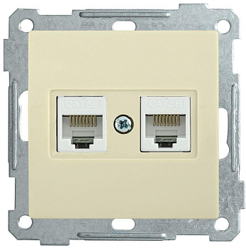 Механизм розетки комп. 2-м СП BOLERO РК10-2-Б RJ45 Cat5e крем. IEK EKB25-K33