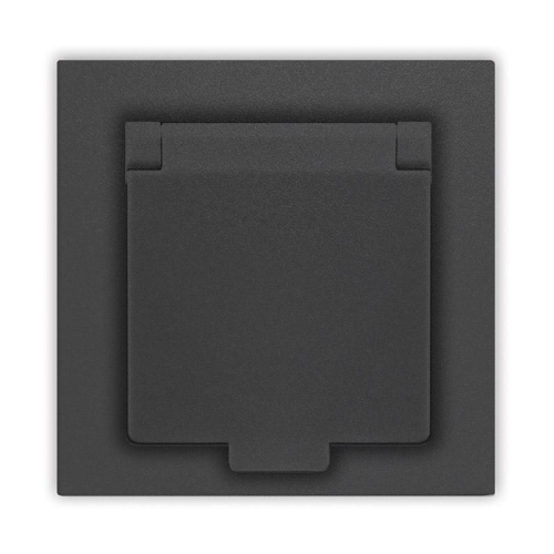 Розетка 1-м СП Афина 16А IP20 с заземл. с крышкой в сборе графит Universal A0029-Gr