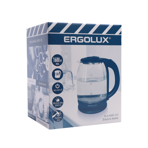 Чайник стеклянный ELX-KG05-C02 черн. ПРОМО Ergolux 14922