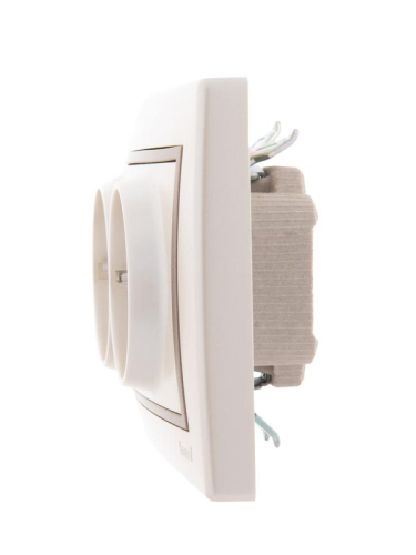 Розетка 2-м СП Mira 16А IP20 с заземл. керамика свет. корич./жемчуж./бел. метал. LEZARD 701-3031-127