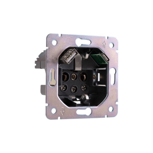 Розетка 1-м СП ROUND MIELE 16А с заземл. защ. шторки с USB A+C быстрой зарядки 5В/3А оникс Kranz KR-78-0704-3