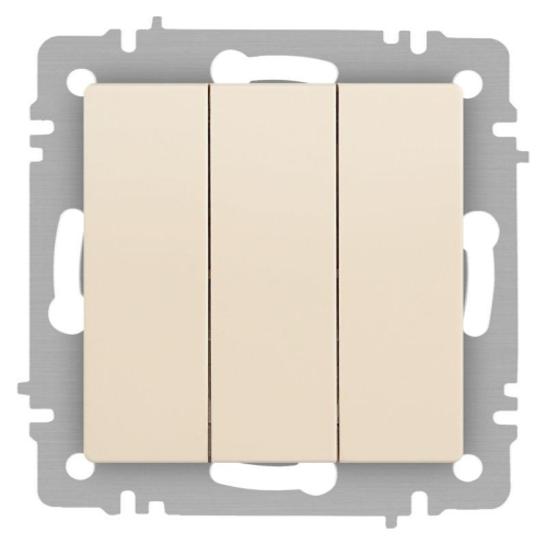 Выключатель Accent 6-106-02 тройной 10А-250В IP20 СУ AL/CU сл.кость Intro Б0063534