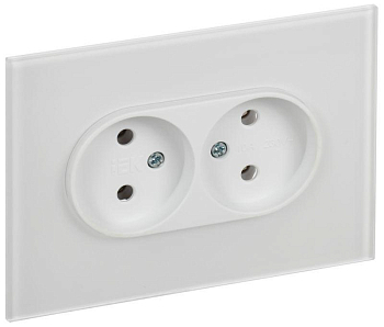 Розетка 2-м SKANDY 10А без заземл. без защ. шторок для плоской вилки SK-R03W арктич. бел. IEK SK-R20-10-K01