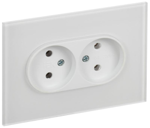 Розетка 2-м SKANDY 10А без заземл. без защ. шторок для плоской вилки SK-R03W арктич. бел. IEK SK-R20-10-K01