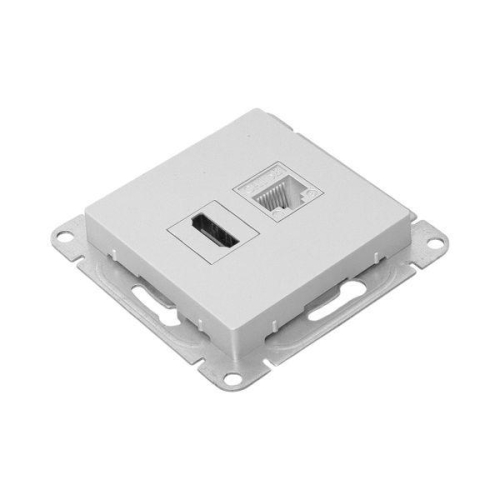 Розетка СП Эпика HDMI + RJ45 кат.5 механизм алюм. EKF UP1-SOA-HDMI+RJ45