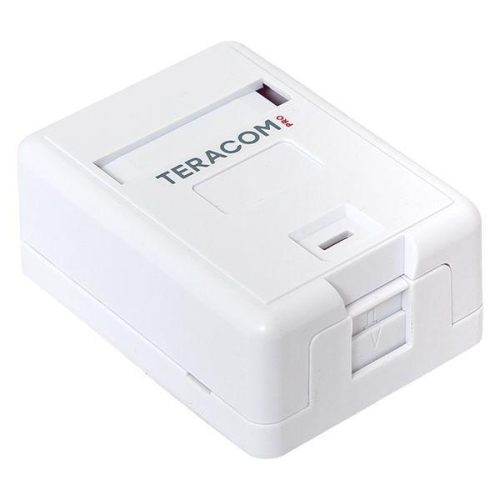 Корпус розетки настенной на 1 модуль Keystone со шторкой и маркером бел. TERACOM PRO EKF TRP-EBOX-1KSTN-WH