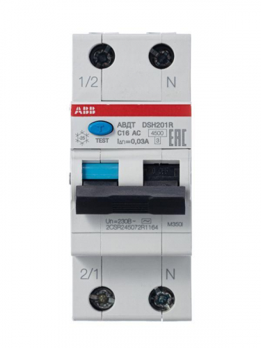 Выключатель автоматический дифференциального тока DSH201R C16 AC30 ABB 2CSR245072R1164