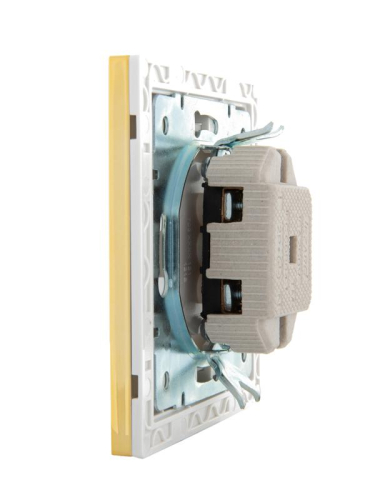 Розетка 1-м СП Rain 16А IP20 без заземл. с зол. боковой вставкой керамика бел. LEZARD 703-0226-121