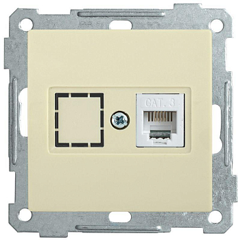 Розетка телефонная СП Bolero РТ12-1-Б RJ12 механизм крем. IEK ETB10-K33