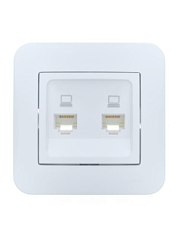 Розетка компьютерная 2-м СП ASTI IP20 RJ45 в сборе бел. LEZARD 7081-0202-141