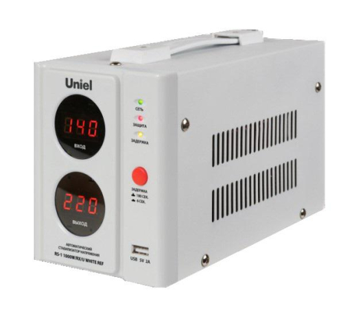 Стабилизатор напряжения для холодильников RS-1 1000Вт/RX/U WHITE REF 1000В.А USB разъем TM Uniel UL-00012789