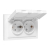 Розетка 2-м СП Эпика 16А IP44 с заземл. защ. шторки с рамкой с крышками механизм бел. EKF UP1-SOW-211-44