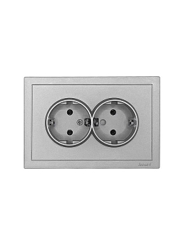 Розетка 2-мест. б/з СП ZIMA IP20 16А ПБТ безвинт. зажим сер. матов. LEZARD 704-7400-128BQC