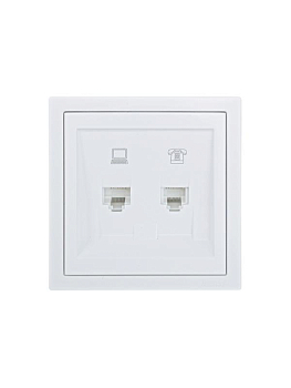 Розетка компьютерная + телефонная СП ZIMA IP20 механизм бел. LEZARD 704-0288-143