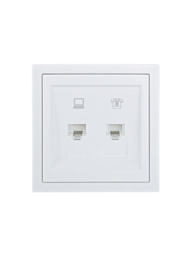 Розетка компьютерная + телефонная СП ZIMA IP20 механизм бел. LEZARD 704-0288-143