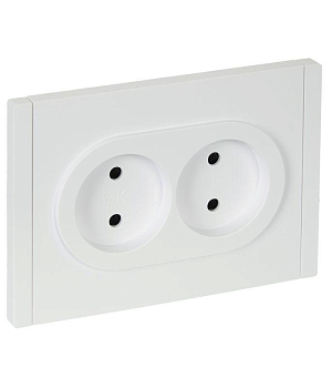 Розетка 2-м СП FORTE&PIANO FP225 10А без заземл. защ. шторки безвинт. крепл. бел. IEK FP-R23-10-1-K01