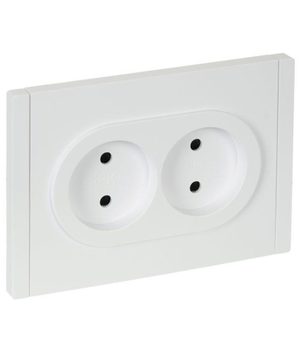 Розетка 2-м СП FORTE&PIANO FP225 10А без заземл. защ. шторки безвинт. крепл. бел. IEK FP-R23-10-1-K01