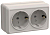 Розетка 2-м ОП Октава РСш22-3-ОКм 16А IP20 с заземл. защ. шторки крем. IEK ERO24-K33-16-DC