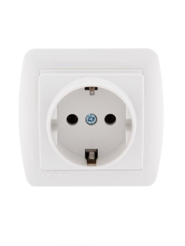 Розетка 1-м ОП Demet 16А IP20 с заземл. керамика бел. LEZARD 711-0200-122