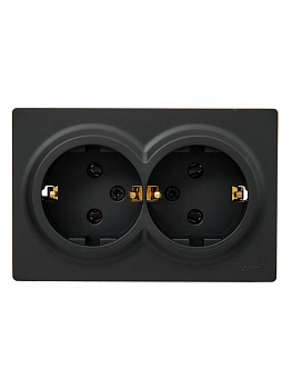 Розетка 2-м ОП LETO с заземл. закрытый корпус ПБТ черн. бархат LEZARD 752-4200-127B