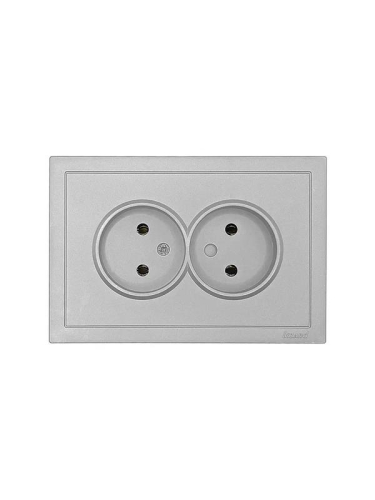 Розетка 2-мест. с/з СП ZIMA IP20 16А ПБТ безвинт. зажим сер. матов. LEZARD 704-7400-127BQC