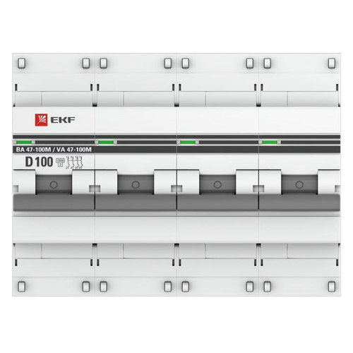 Выключатель автоматический модульный 4п D 100А 10кА ВА 47-100M электромагнит. расцеп. PROxima EKF mcb47100m-4-100D-pro