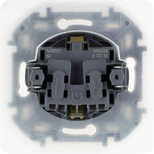 Розетка 1-м СП Inspiria 16А IP44 250В 2P+E защ. шторки с крышкой немецк. стандарт антрацит Leg 673743