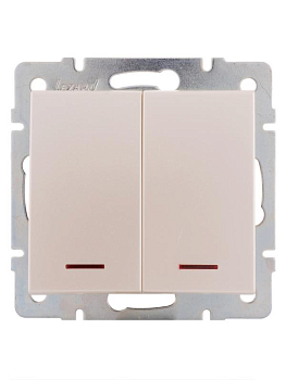 Выключатель 2-кл. СП Rain IP20 с подсветкой механизм жемчуж./бел. перламутр. LEZARD 703-3088-112