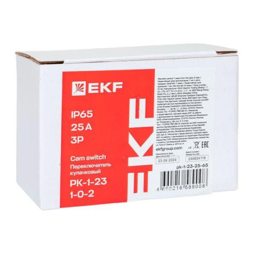 Переключатель кулачковый ПК-1-23 3п 25А "1-0-2" IP65 EKF pk-1-23-25-65