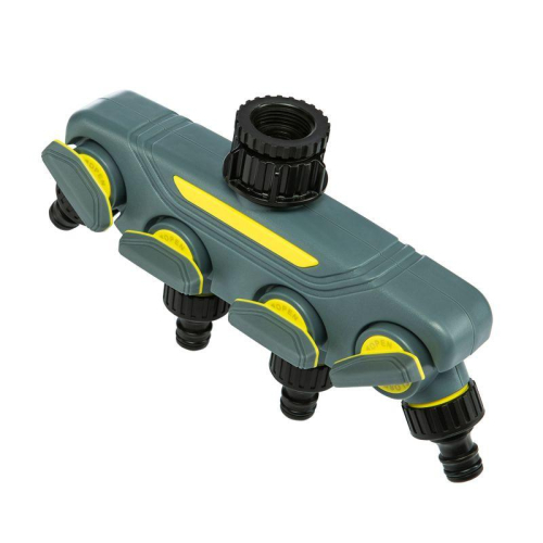 Разветвитель 4-канальный на кран 1/2дюйм-3/4дюйм Профи ЧЕТЫРЕ СЕЗОНА 62-0225-F