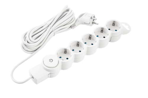 Фильтр сетевой 5х5м с/з со шторками с выкл. 2200Вт 10А бел. Duwi 32577 2