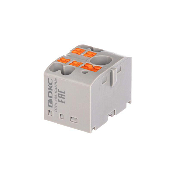 Блок распределительный зажим push-in 1 ввод 6кв.мм 4 точки подключения 25кв.мм красн. DKC DTP1-104-104SPUR