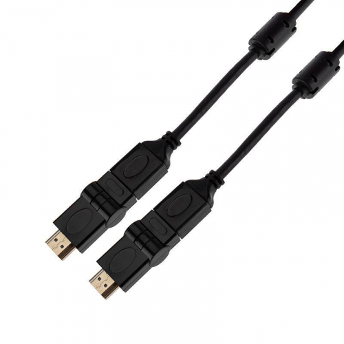 Шнур HDMI - HDMI gold 2м с фильтрами угловой 360град. Rexant 17-6204-3