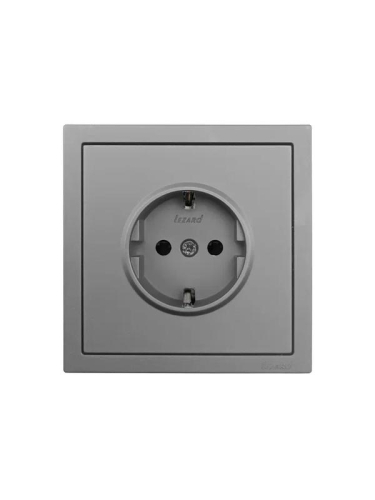 Розетка 1-мест. с защитн.шторк. СП ZIMA IP20 16А ПБТ безвинт. зажим сер. матов. LEZARD 704-7488-124BQC