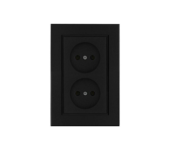 Розетка двойная без заземления Karea черн. Makel 56054017