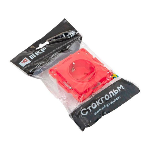 Розетка 1-м СП Стокгольм 16А с заземл. защ. шторки винтов. клеммы механизм красн. EKF EYR16-028-30